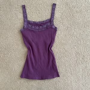 Y2K purple croquette lace cami built in bra - size M